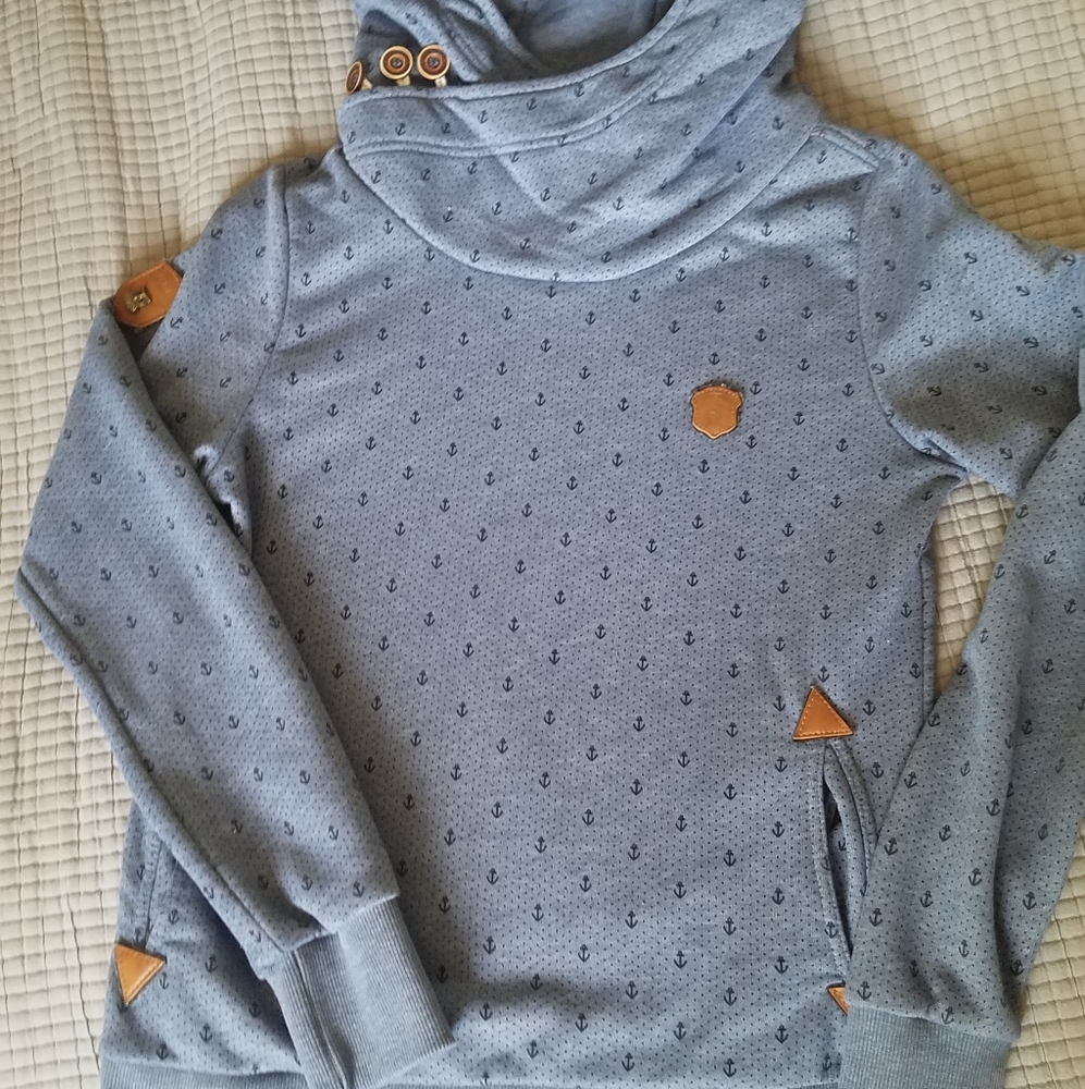 Naketano blue/gray anchor hoodie